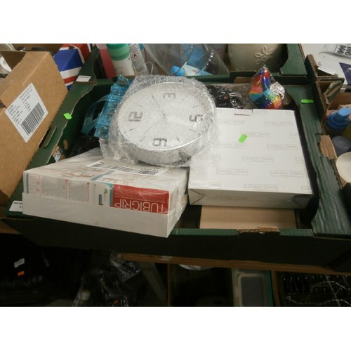 171 - Four boxes inc cosmetics, clock, BT Telephone, infrared massager, etc