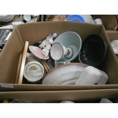 270 - Four boxes inc glassware, ornaments, vase, tankard, etc