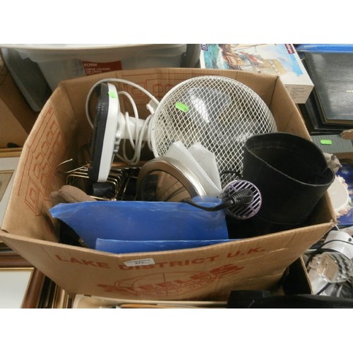 273 - Lot inc cutlery, spice rack, desk fan, boots, mirror, etc