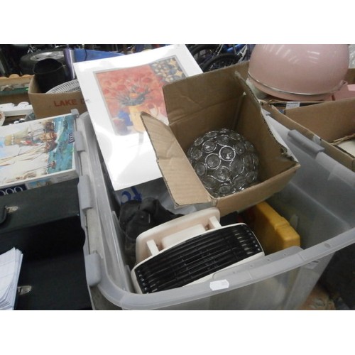 285 - Four boxes inc fish tank, retro hairdryer, slow cooker, torch, fan heater, etc