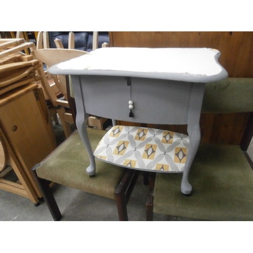 651 - 2 x chairs and a painted sewing box table