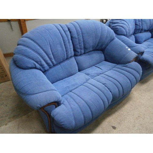 729 - Pair of upholstered blue 2 seater settees