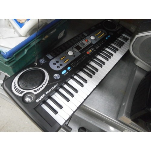 14 - Lot including Aiwa stereo cassette player, compact disc player and music workstation keyboard.