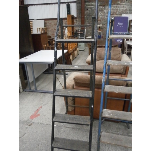 601 - Set of metal framed step ladders