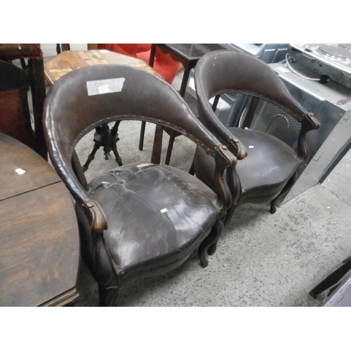 636 - Pair of antique tub chairs for restoration