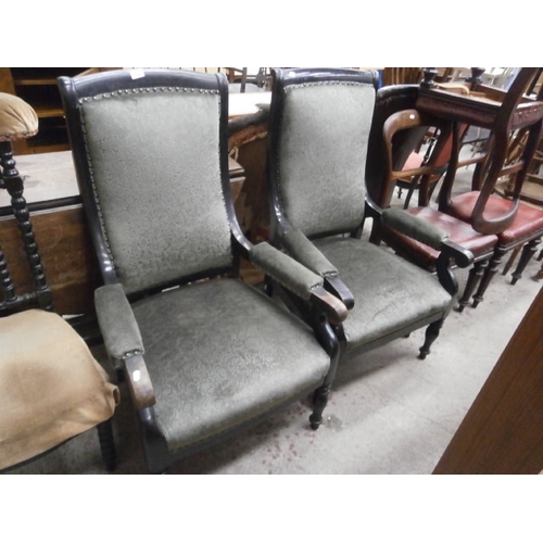 646 - Pair of ebonised antique salon chairs