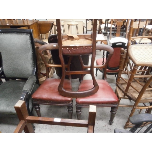 647 - Set of 3 x antique spoon back dining chairs