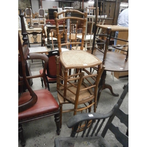 648 - Set of 3 x bamboo style spindle back chairs with bergere seats