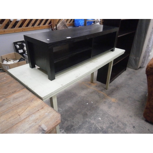 734 - Folding wooden work table and a black TV stand base unit