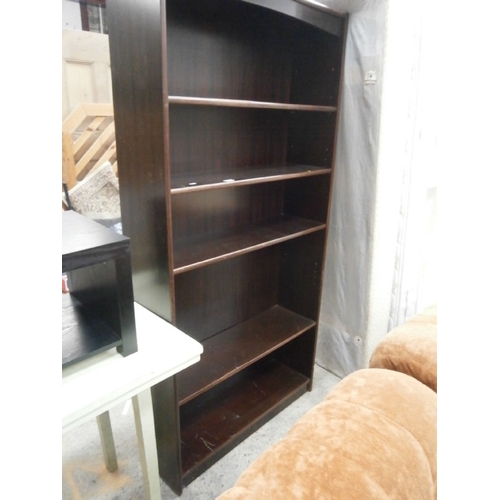 735 - Large open mahogany shelf unit