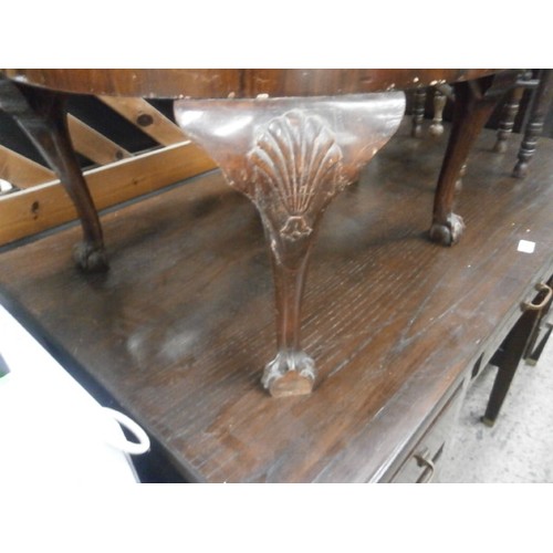 615 - Vintage carved ball and claw coffee table - one a/f foot