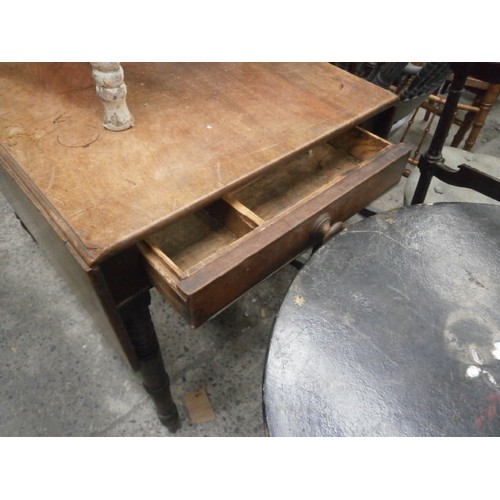 632 - Vintage mahogany drop leaf dining table with end drawer