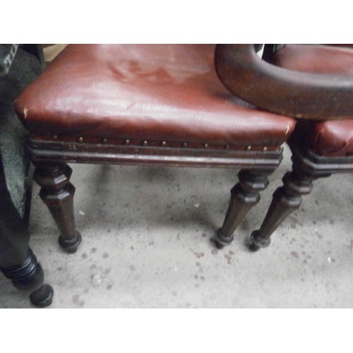 647 - Set of 3 x antique spoon back dining chairs