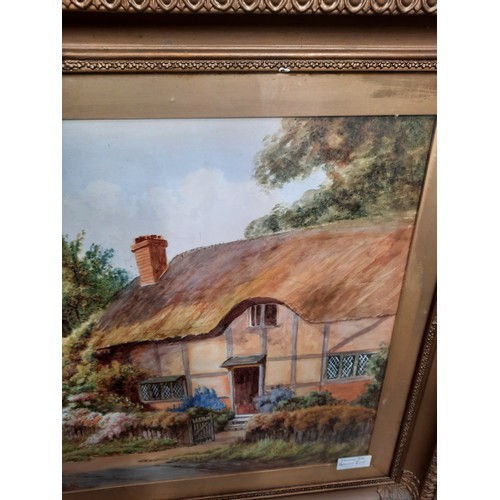 301 - Good quality cottage painting by A Harrison Barnes in gilt frame (38x29 inch)