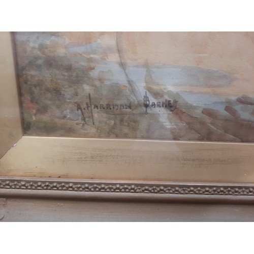 301 - Good quality cottage painting by A Harrison Barnes in gilt frame (38x29 inch)