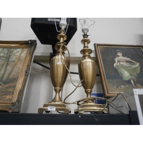 265 - Two large brass lamps