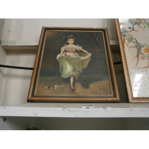 269 - Painting of a girl ballet dancing signed Kimalia