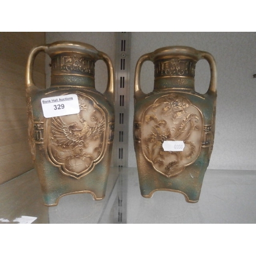 329 - Two ornate Noritake vases