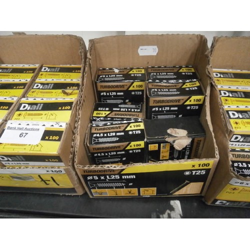 67 - Three boxes of packaged screws