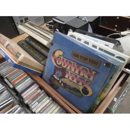 177 - Lot inc country and western tapes and vinyl, Philips mini component system, MTT1 turntable, etc. ste... 