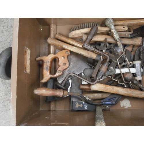 211 - Wooden tool chest containing assorted tools