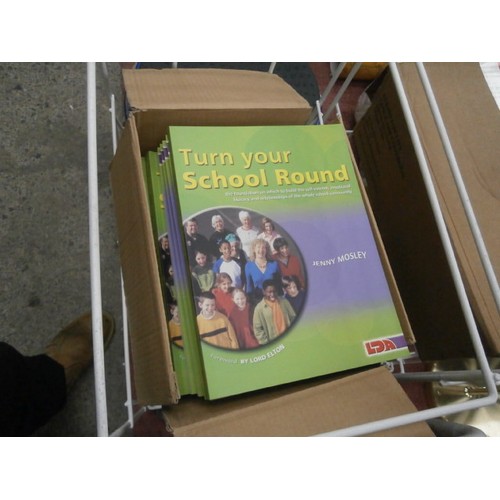 227 - Lot inc sports ball trolley, Turn your school around educational books, Atkins for life book, etc