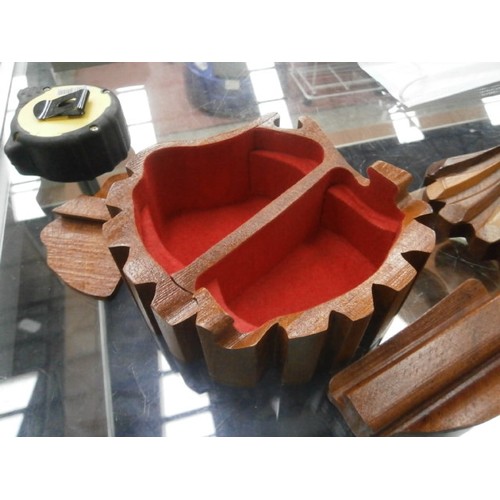 233 - Decorative wooden puzzle box in the shape of a shell