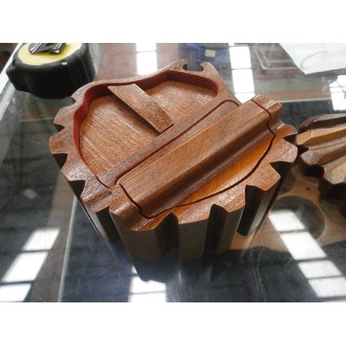 233 - Decorative wooden puzzle box in the shape of a shell