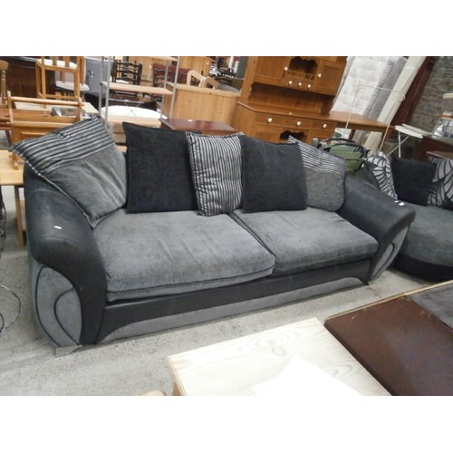 679 - Large grey cushioned settee and a matching circular settee