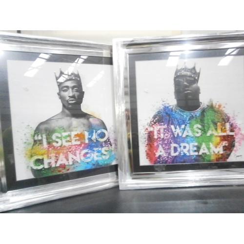 53 - Two creative music related framed pictures