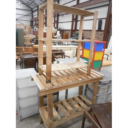 684 - 2 x wooden shelf stands
