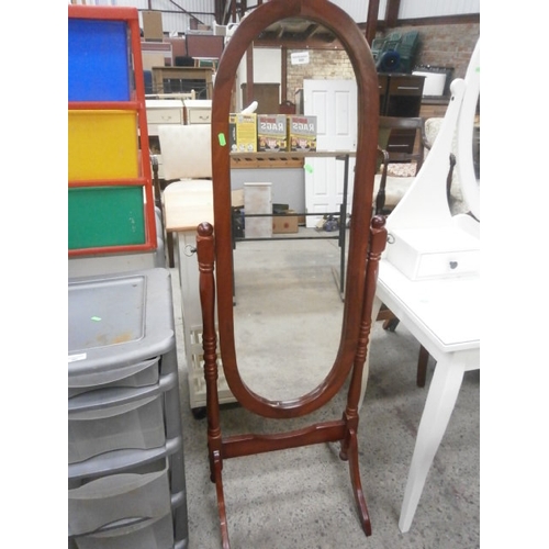 686 - Wood framed cheval mirror
