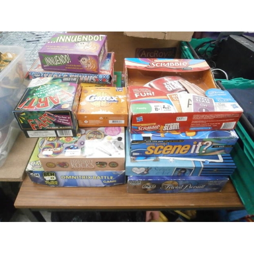 124 - Collection of games inc Scrabble, Fart, innuendo, Scene it, etc