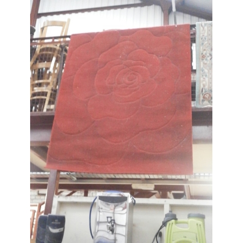 166 - Modern red rose rug