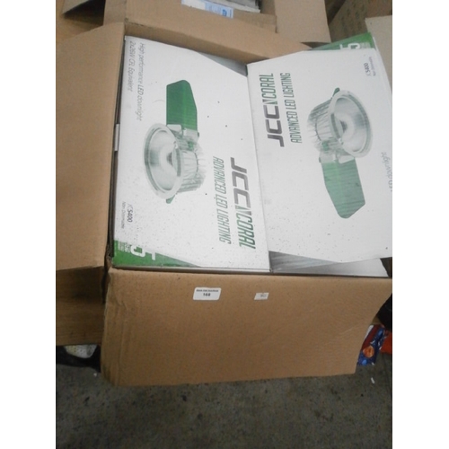 168 - Lot inc four JCC coral advanced LED light fittings with Coral LED rim attachments, kitchen tap and b... 