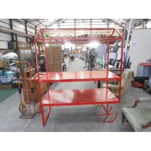 696 - Large red portable retail stand