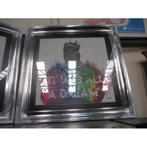 53 - Two creative music related framed pictures