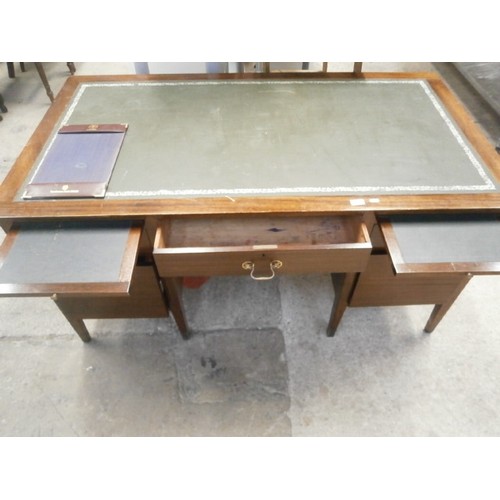 693 - Leather top office desk has folder stuck to Leather