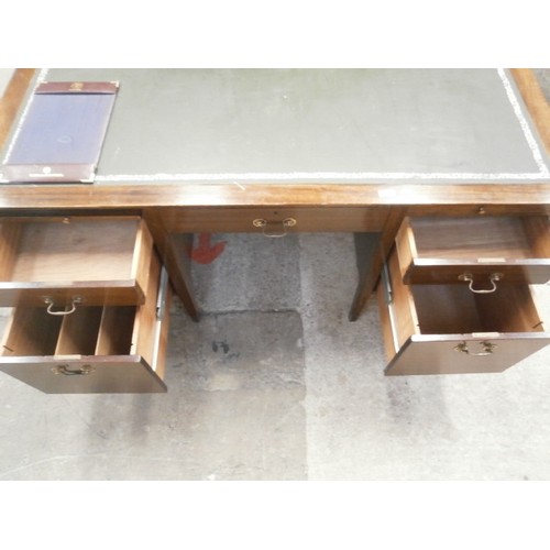 693 - Leather top office desk has folder stuck to Leather