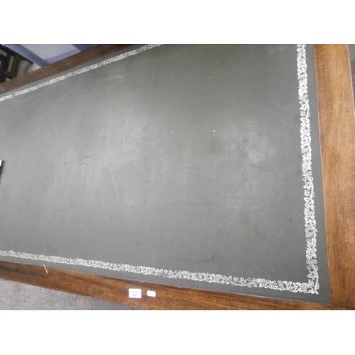 693 - Leather top office desk has folder stuck to Leather