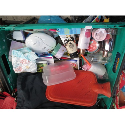 125 - Four crates inc Pixma printer, headphones, DVDs, cosmetics, hair dryer, etc