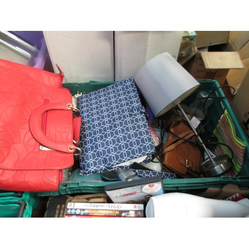 125 - Four crates inc Pixma printer, headphones, DVDs, cosmetics, hair dryer, etc