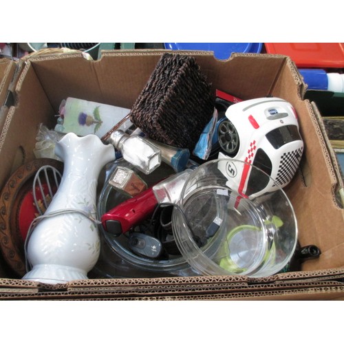 174 - Four boxes inc ornaments, vases, mugs, tealight holders, etc