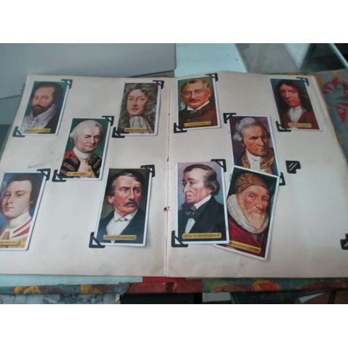 319 - Lot inc vintage autograph book, cigarette card albums, old photographs, carved wooden fruits