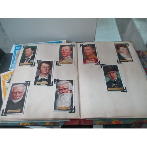 319 - Lot inc vintage autograph book, cigarette card albums, old photographs, carved wooden fruits