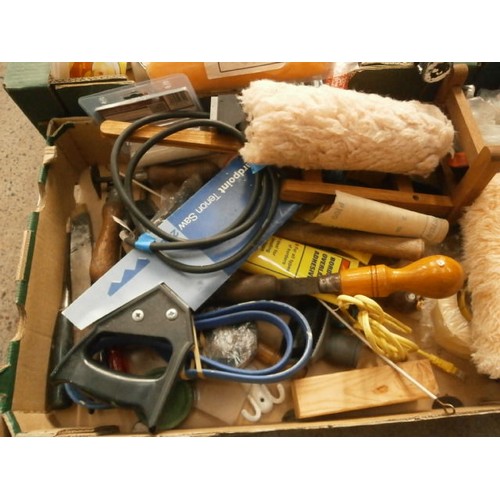 118 - Two boxes inc tools and hardware, tool tidies, etc