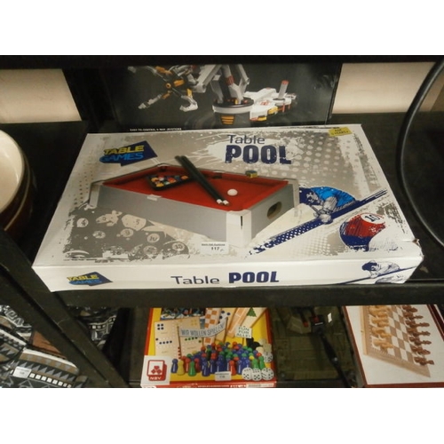 117 - Lot inc table top pool and Robotic joystick arm