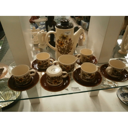 416 - Retro 14 piece Palissy coffee set