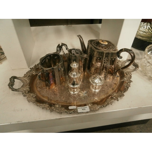 422 - EPNS tea service and cruet set