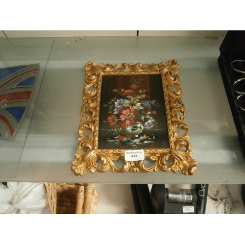 433 - Ornate metal framed still painting